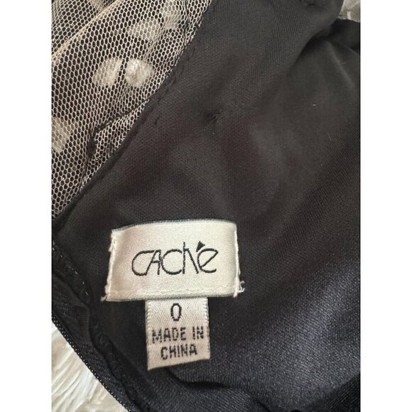 Cache Sleeveless Black Lace Mid length Cocktail Sheath Dress Size 0 - Picture 6 of 6